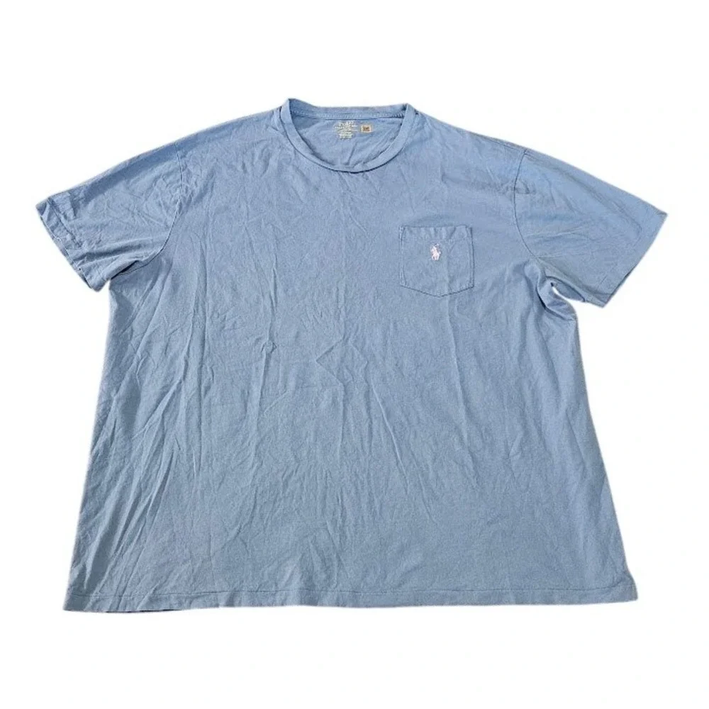 Polo Ralph Lauren Mens 3XB Big Light Blue Short Sleeve Pocket T-Shirt Pony Logo